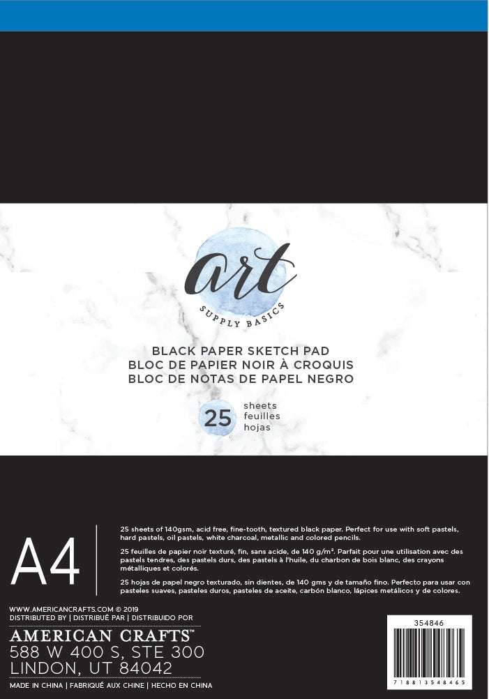 Black Paper Sketch Pad, A4-Art Supply Basics-American Crafts