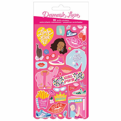 GRL Power Puffy Stickers - Damask Love - American Crafts - Clearance