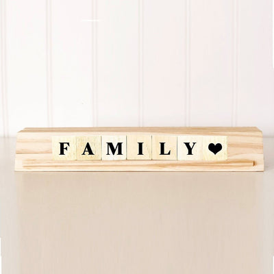 Slide Stand & "Family❤ / Blessed" Tiles - Foundations Decor - Clearance
