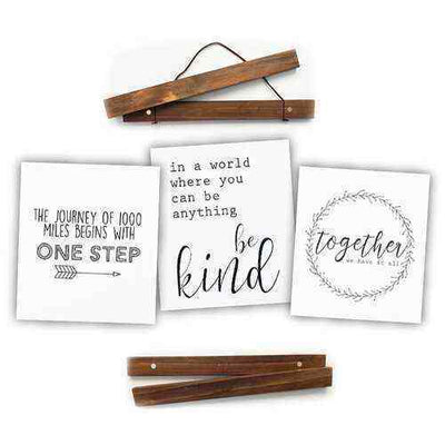 12-Inch Click Stick Set w/ Canvas Prints in Dark Stain - Foundations Decor - Clearance