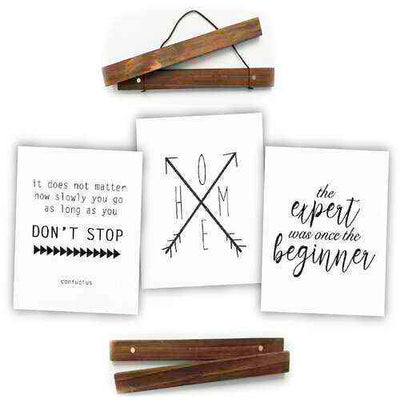 9-Inch Click Stick Set w/ Canvas Prints in Dark Stain - Foundations Decor - Clearance