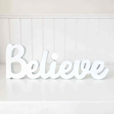 Believe Block Words Unfinished Wood Craft - Foundations Decor
