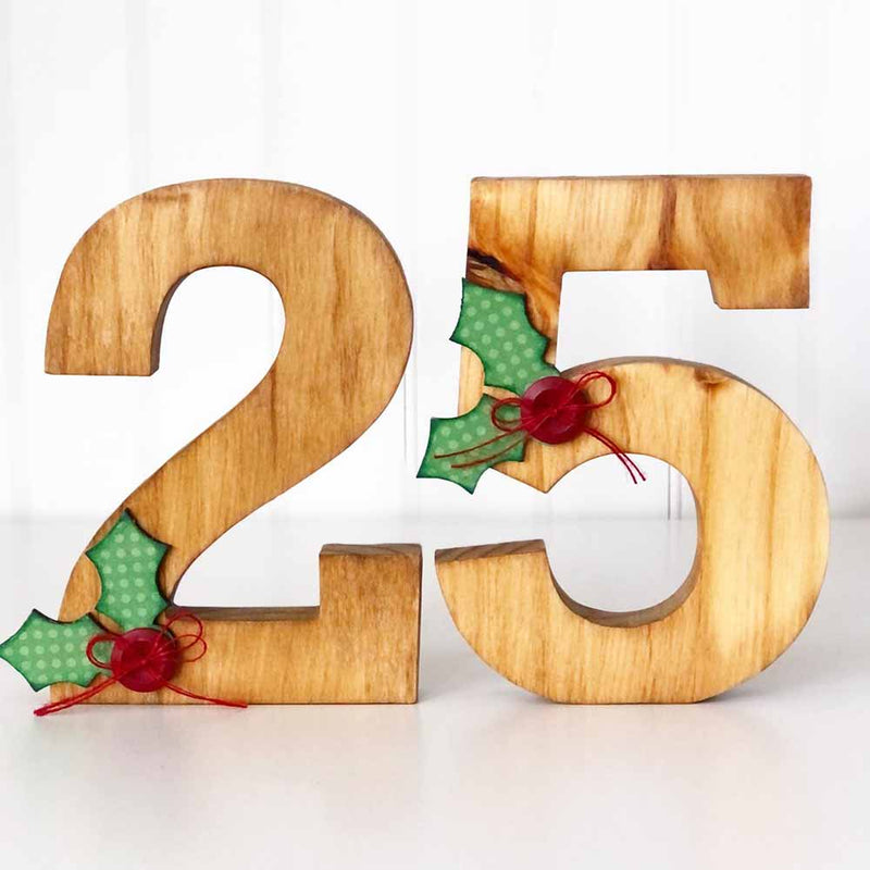 Christmas "25" With Holly - Unfinished Wood Crafts - Home - Foundations Decor