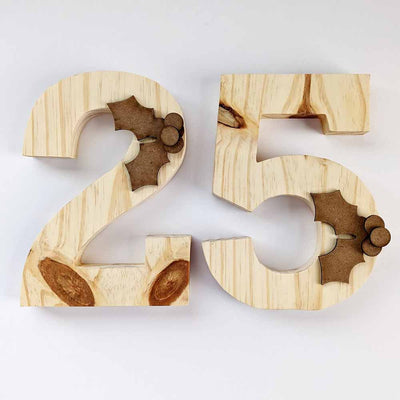 Christmas "25" With Holly - Unfinished Wood Crafts - Home - Foundations Decor