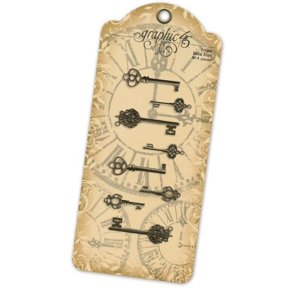 Antique Brass Ornate Metal Keys - Graphic 45
