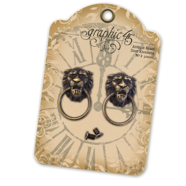 Antique Brass Lion Head Door Knockers - Graphic 45