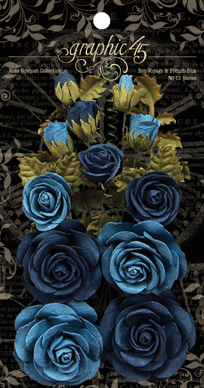Bon Voyage & French Blue Paper Flower