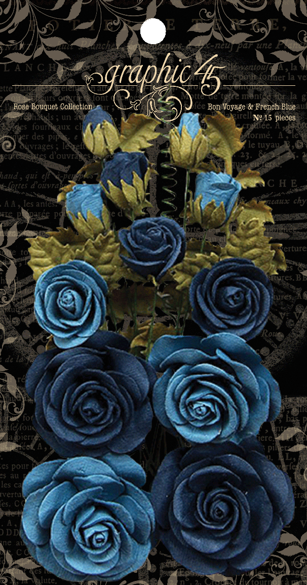 Bon Voyage & French Blue Paper Flower