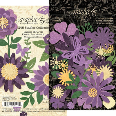 Shades of Purple Flower Assortment - G45 Staples Embellishments - Graphic 45
