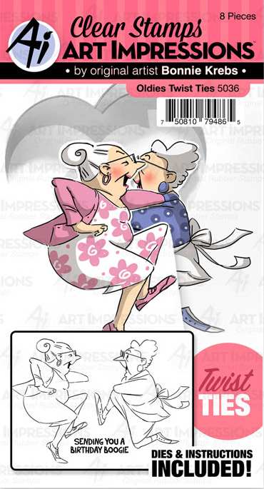 Art Impressions Old Ladies Twist Card Die & Stamp Set