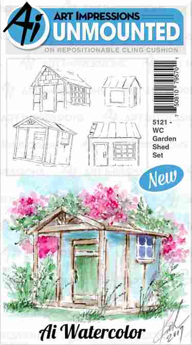 Art Impressions Garden Shed Watercolor Stamp Set