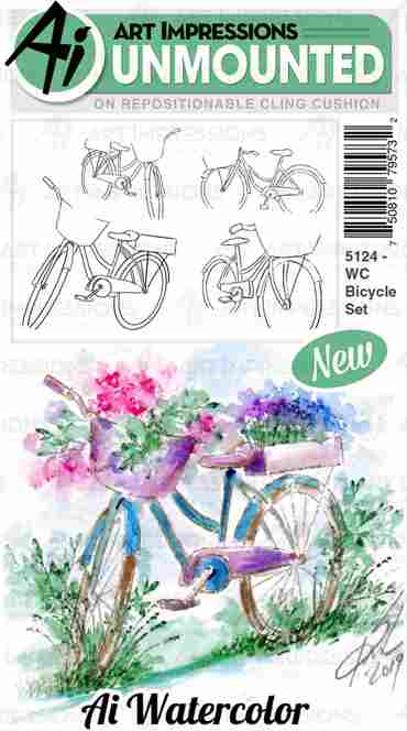 Art Impressions Bicycle Watercolor Stamps