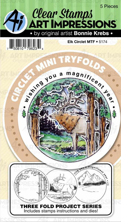 Elk Circlet Mini TryFolds Stamp & Die Set - Art Impressions