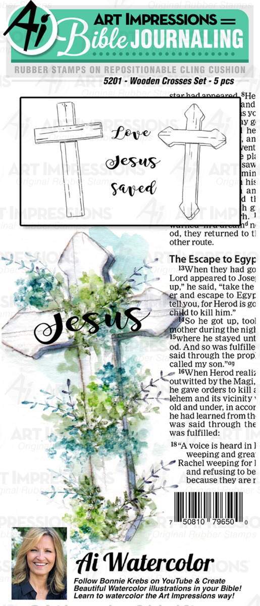 Wooden Crosses Bible Journaling Cling Cushion Rubber Stamps - Art Impressions - Clearance