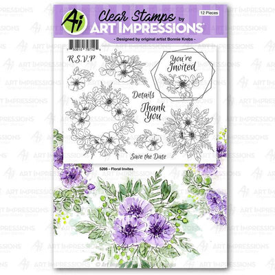 Floral Invites Clear Stamps - Art Impressions - Clearance