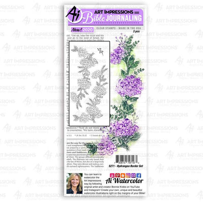 Hydrangea Border Bible Journaling Clear Stamps - Art Impressions - Clearance