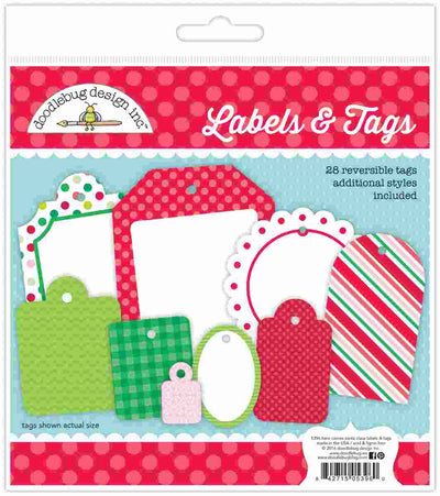 Here Comes Santa Claus Labels & Tags - Christmas Magic - Doodlebug Design - Clearance