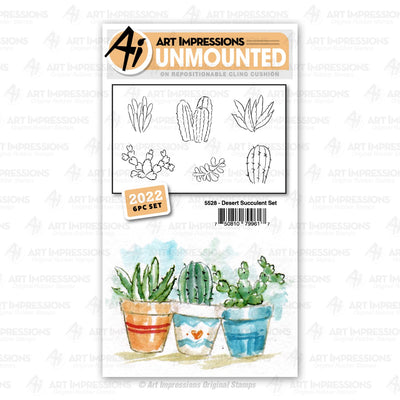 Desert Succulent Rubber Stamps - Watercolor Collection -  Art Impressions