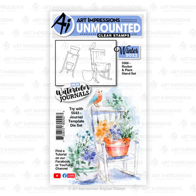 Rocker & Plant Stand Clear Stamps - Watercolor Journal Collection -  Art Impressions