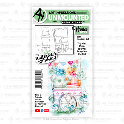 Handcart Set Clear Stamps - Watercolor Journal Collection - Art Impressions