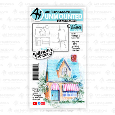 Cottage & Easel Clear Stamps -  Water Color Journal Collection - Art Impressions