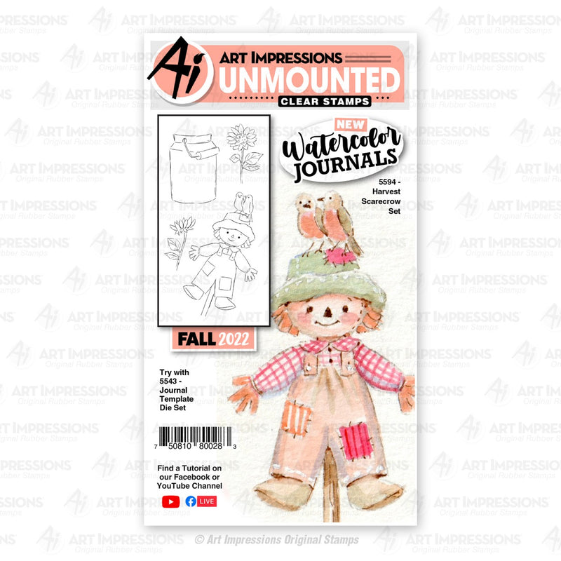 Harvest Scarecrow Clear Stamps - Watercolor Journal Collection - Art Impressions
