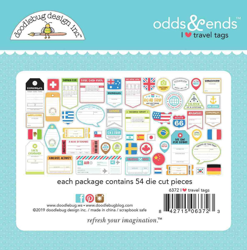 I Heart Travel Tags Odds & Ends - Doodlebug Design