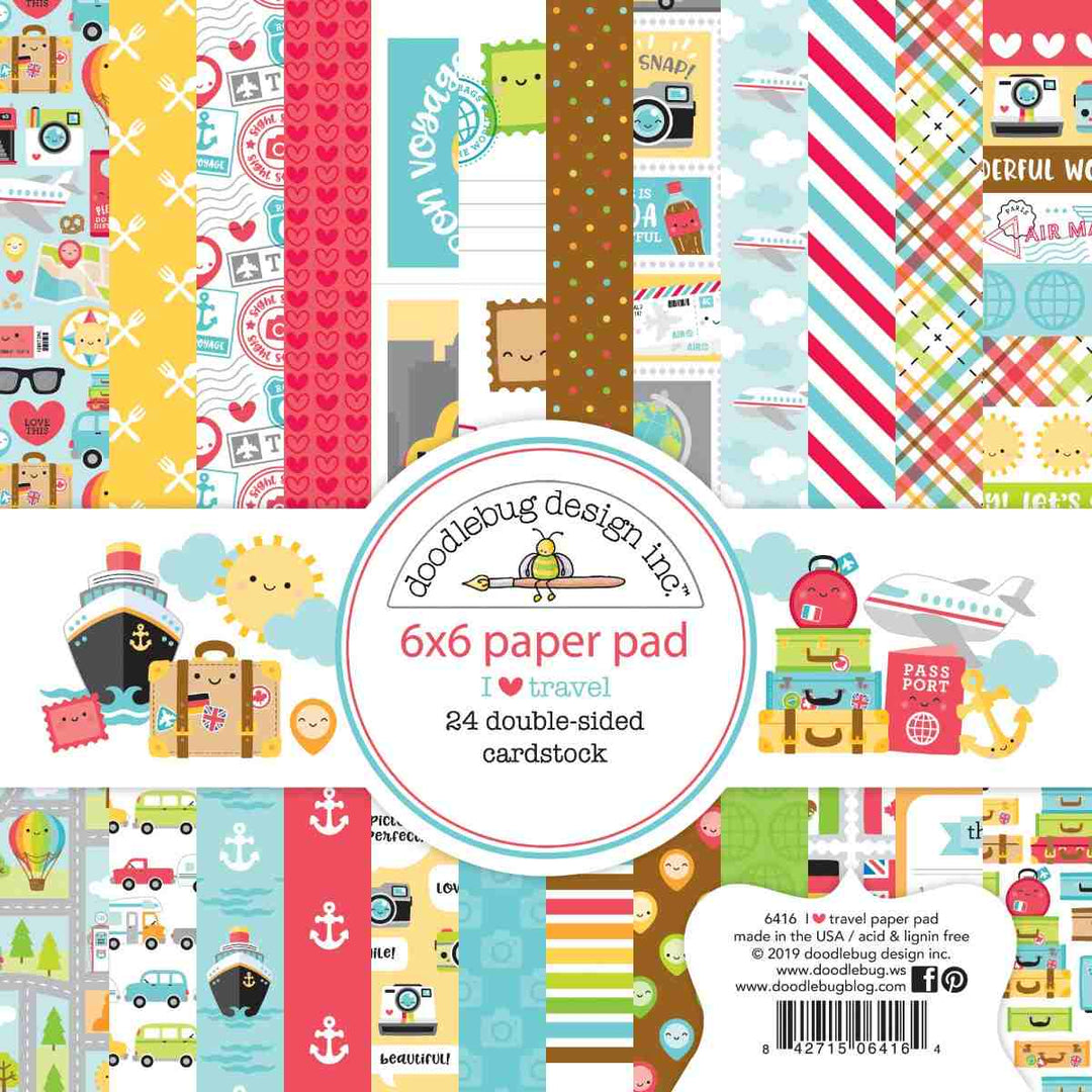 I Heart Travel 6" x 6" Paper Pad - Doodlebug Design