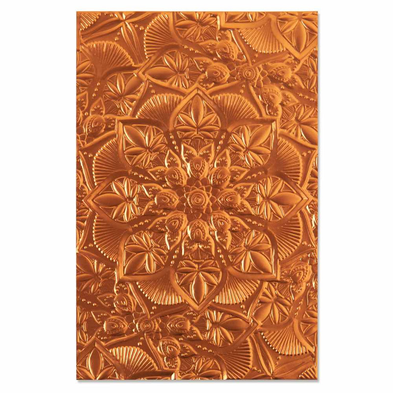 Floral Mandala 3-D Textured Impressions Embossing Folder - Kath Breen - Sizzix - Clearance