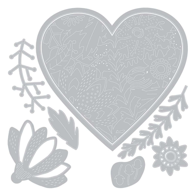 Bold Floral Heart Thinlits Dies - Jenna Rushforth - Sizzix - Clearance