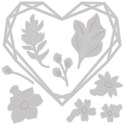 Floral Geo Heart Frame Thinlits Dies - Lisa Jones - Sizzix