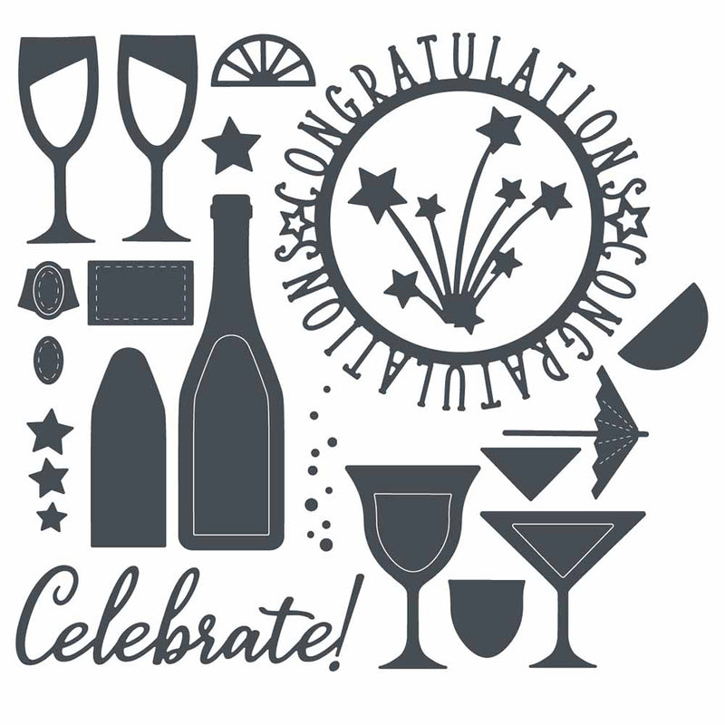 Bottles & Glasses Thinlits Dies - Olivia Rose - Sizzix - Clearance
