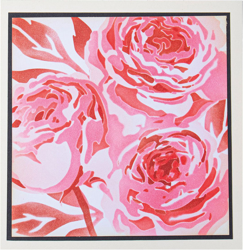 Painted Peonies Layered Stencils, 6" x 6" - Olivia Rose - Sizzix