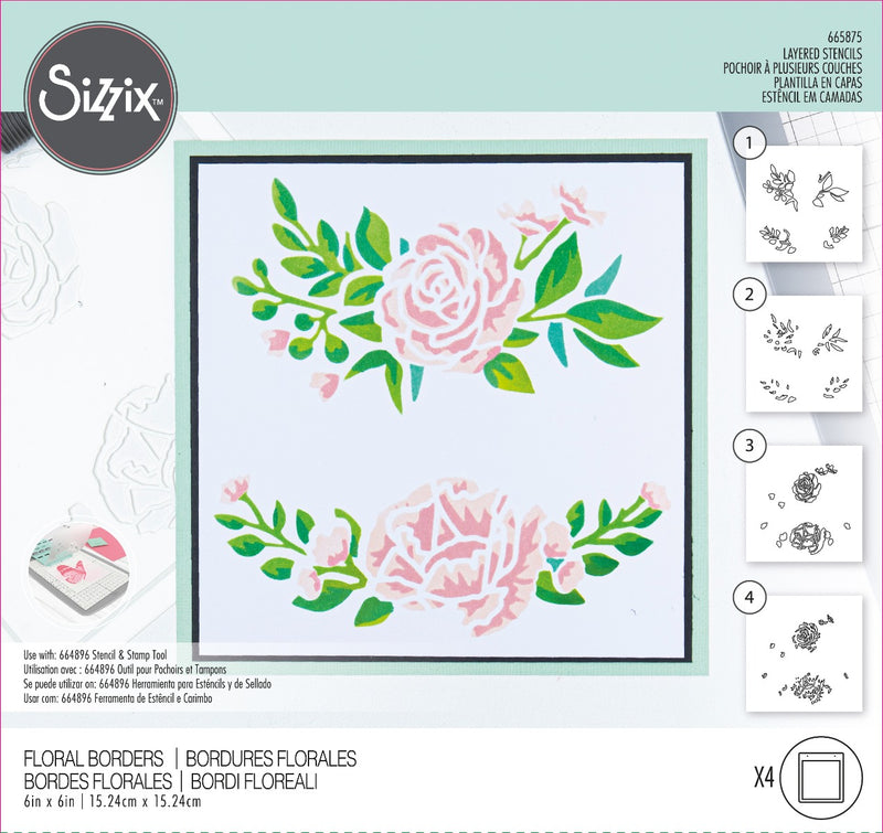 Floral Borders Layered Stencils - Olivia Rose- Sizzix