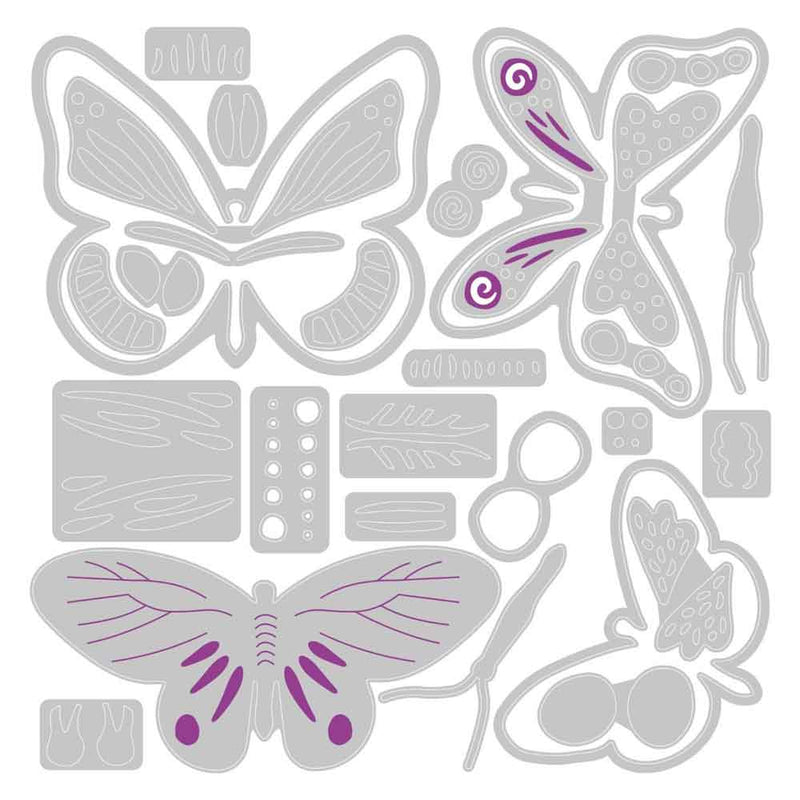 Patterned Butterflies Thinlits Die Set - Jenna Rushforth - Sizzix - Clearance