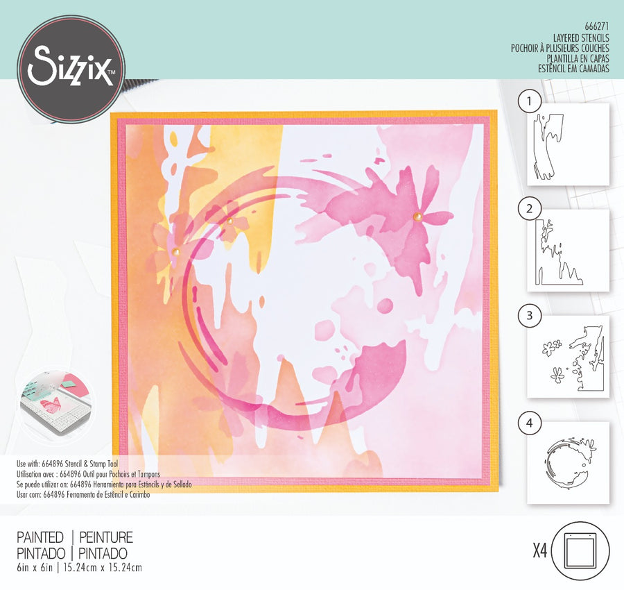 Painted Layered Stencils  -  Olivia Rose- Sizzix