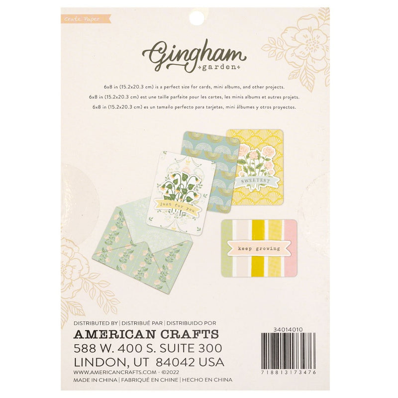 Paper Pad with Gold Foil Accent, 6x8 - Gingham Garden Collection - Crate Paper