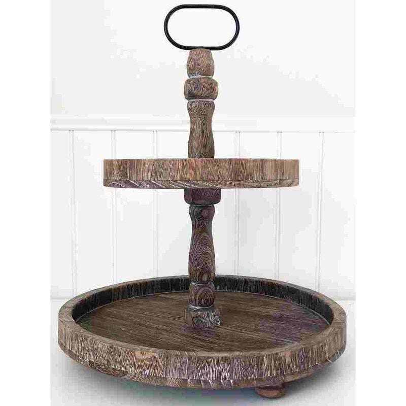 Round Tiered Tray in Antique Finish, 15" - Foundations Decor