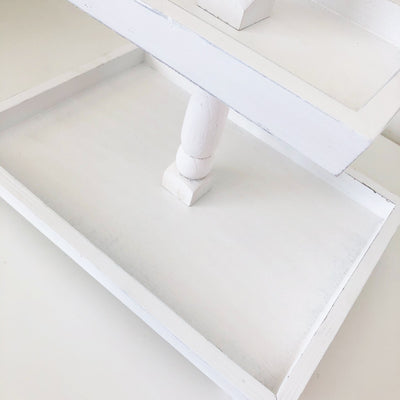 Rectangle Tiered Tray in Distressed White, 15.75" - Foundations Decor