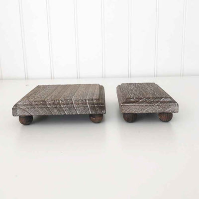 Antique Brown Mini Square Risers (Set of 2) - Trays and Stands - Foundations Decor