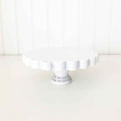 White Scalloped Stand - Trays and Stands - Foundations Decor