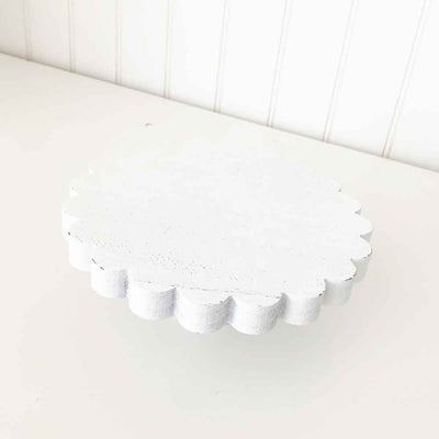 White Scalloped Stand - Trays and Stands - Foundations Decor