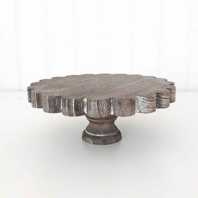 Antique Brown Scalloped Stand - Trays and Stands - Foundations Decor