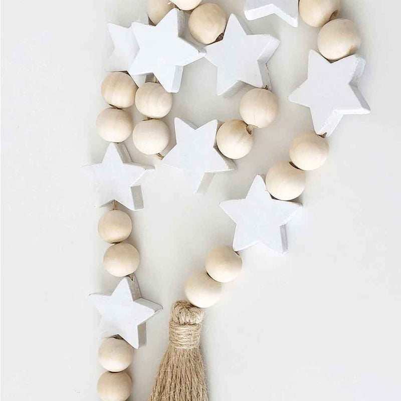 Wood Beads (Natural, White, Stars) - Foundations Decor