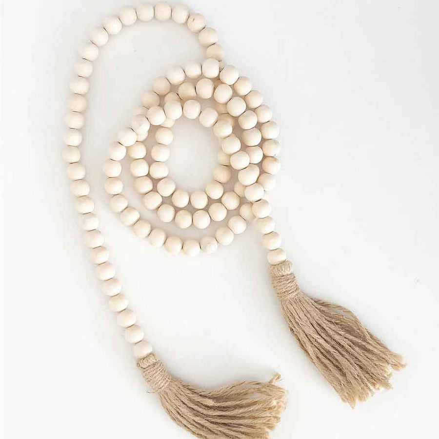 Mini Wood Beads (Natural, Medium & Small) - 60" Long - Foundations Decor