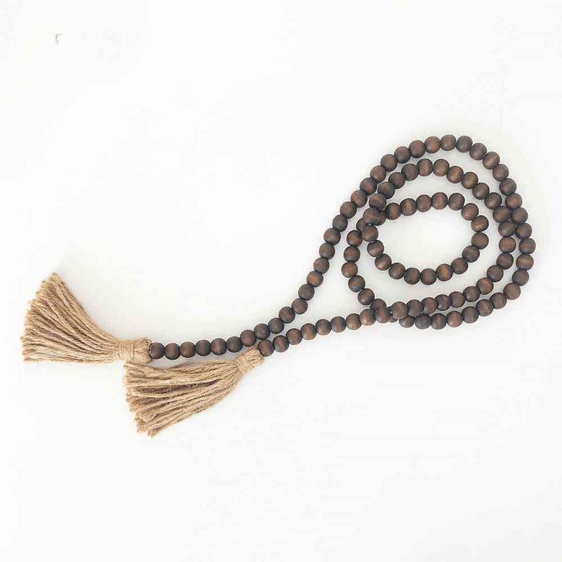 Mini Wood Beads (Chocolate Brown, Medium & Small) - 60" Long - Foundations Decor