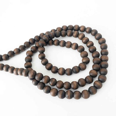 Mini Wood Beads (Chocolate Brown, Medium & Small) - 60" Long - Foundations Decor