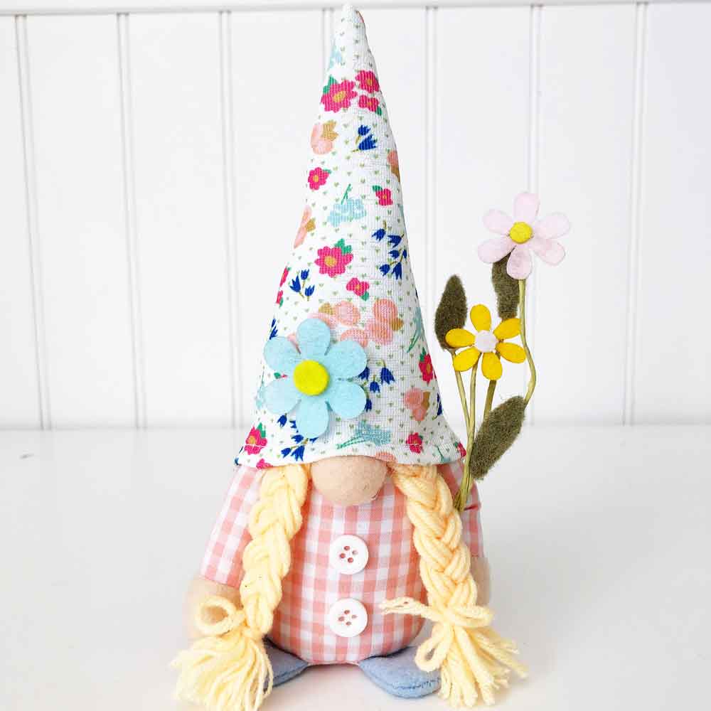 Spring Flowers Plush Gnome - Tabletop Decor - Foundations Decor