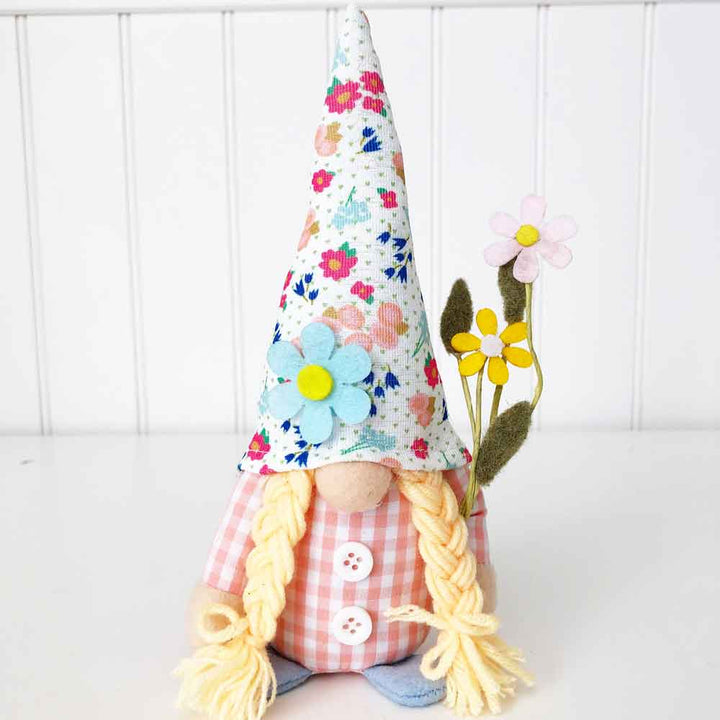 Spring Flowers Plush Gnome - Tabletop Decor - Foundations Decor