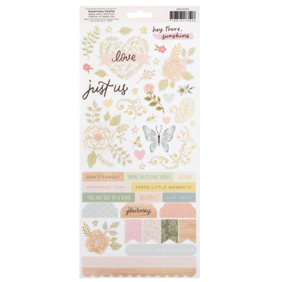Cardstock Stickers with Gold Foil Accents, 6x12 - Gingham Garden Collection - Crate Paper